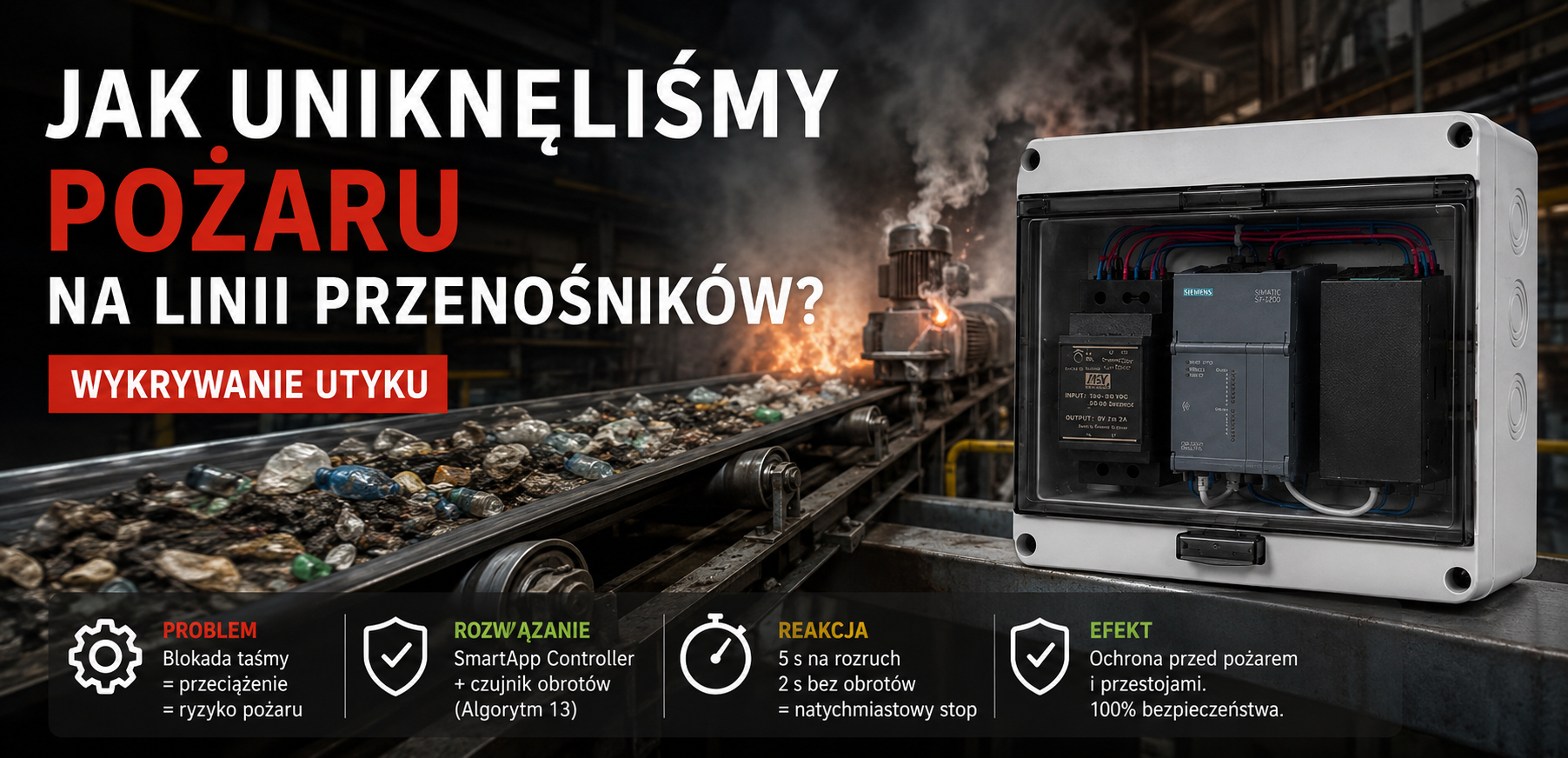 Jak uniknęliśmy pożaru na linii przenośników? (Wykrywanie Utyku)