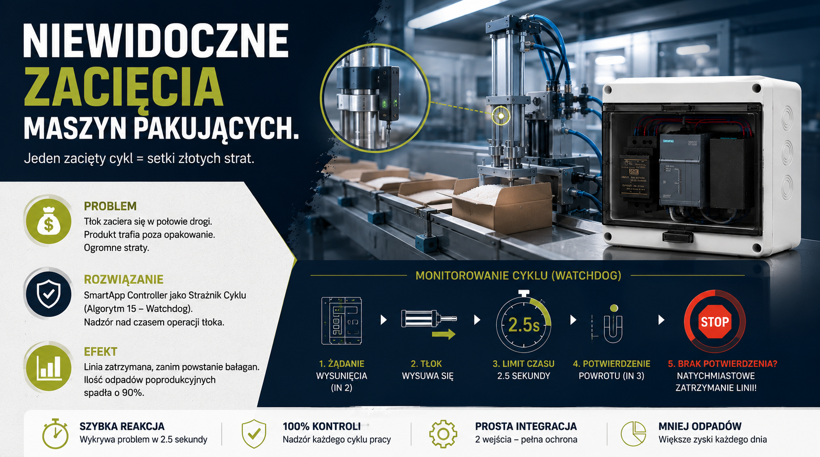 Niewidoczne zacięcia maszyn pakujących. (Monitorowanie Watchdog)